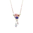 Hand Painted Enamel Glaze Bell Orchid Sapphire Necklace
