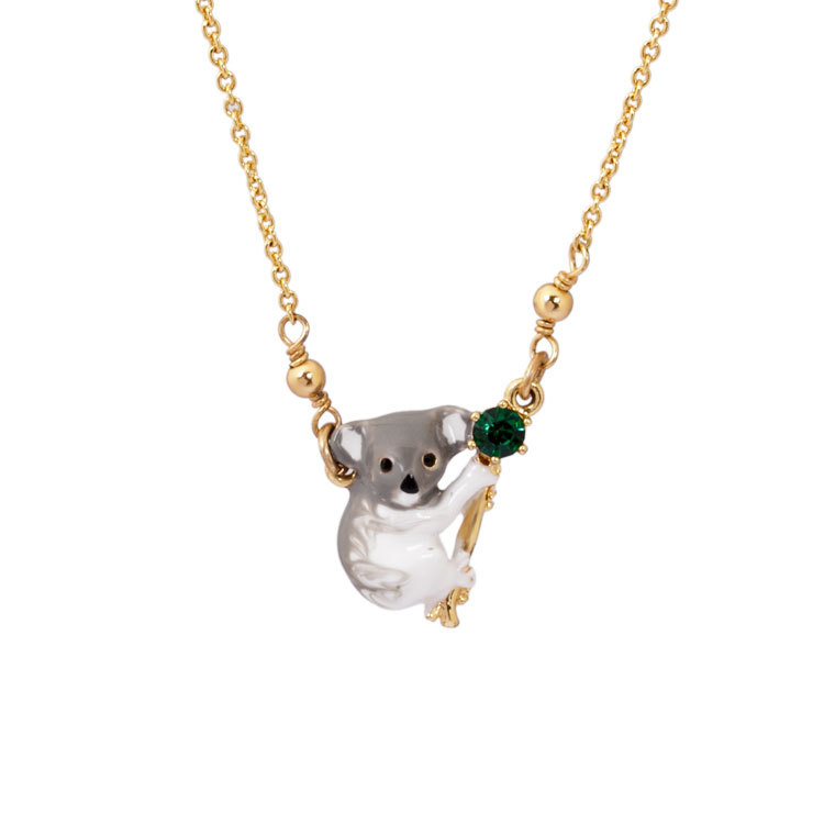 Cute Koala And Stone Enamel Necklace