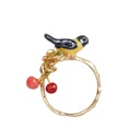 Oriole With Cherry  Enamel Ring