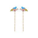 Flower And Blue Stone Tassel Pendant Enamel Necklace