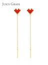 Hand Painted Enamel Glazed Heart Tassel Earrings Gold Plated Copper