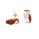 Brown Owl Enamel Stud Earrings Jewelry Gift
