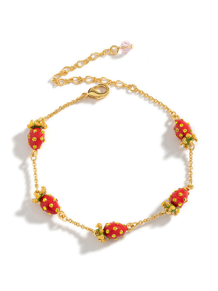Pink Red Peony Flower On Branch Enamel Pendant Necklace