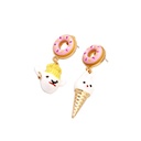Lamb And Bunny Ice Cream Asymmetrical Enamel Earrings