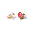 Pink Purple Red Blue Pansy Flower And Zircon Enamel Stud Earrings Jewelry Gift