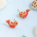 Red Fish Koi Enamel Stud Earrings Jewelry Gift