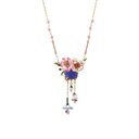 Rabbit on Flower Pendant Enamel Necklace
