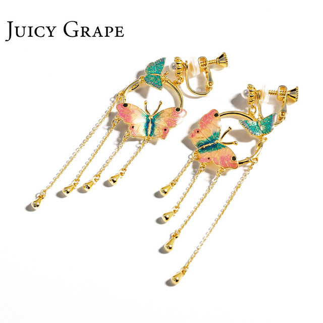 Colored Butterfly Enamel Open Bracelet