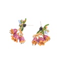 Lily Flower Tassel And Butterfly Enamel Earrings