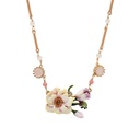 Lotus Ladybug Pendant Necklace For Women Enamel Choker