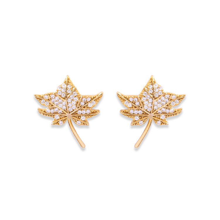 Maple Leaves Enamel Earrings Jewelry Stud Earrings