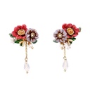 Flower Tassel Enamel Earrings