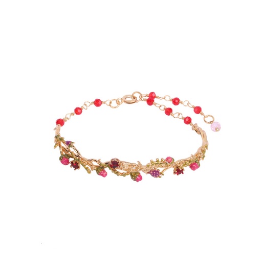 Flower on Branch And Crystal Enamel Charm Bracelet