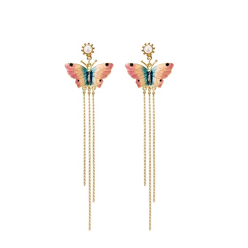 Butterfly Tassel Enamel Earrings