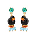 Black Poppy Flower Enamel Stud Earrings