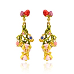 [20081427] Flying Swan in Aurora Painting Earrings