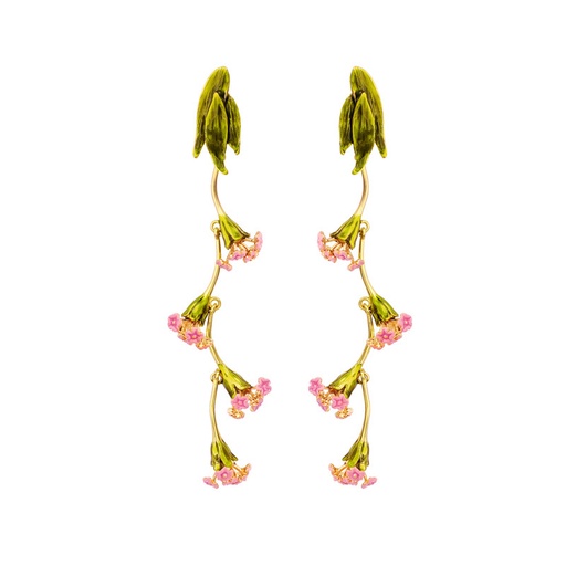 Flower And Leaf Enamel Earrings