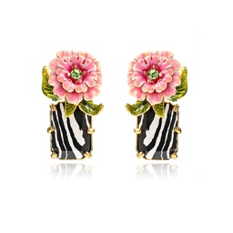 [20081429] Green Circle Abstract Painting Earrings