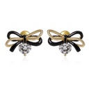 Bow And Crystal Enamel Stud Earrings