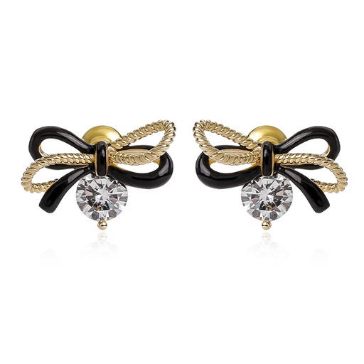 Bow And Crystal Enamel Stud Earrings