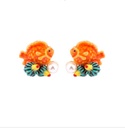 Orange Fish Blue Conch And Pearl Enamel Stud Earrings Jewelry Gift