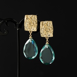 [21051583] Peach Blossom Pink Flower Enamel Dangle Earrings