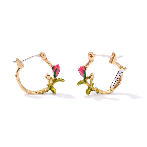 Pink Bow And Crystal Enamel Earrings