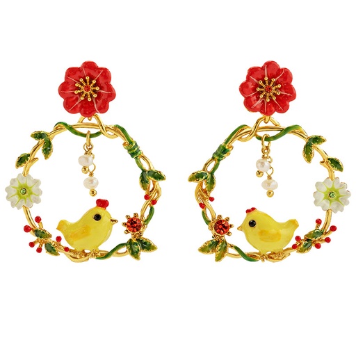 Rabbit Bunny Balloon Asymmetrical Enamel Earrings