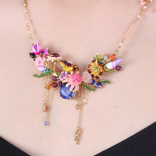Red Golden Love Bird With Heart Enamel Pendant Necklace Jewelry Gift