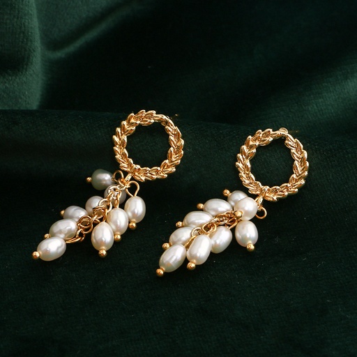 Flower And Crystal Stone Enamel Earrings
