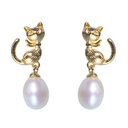 Freshwater Pearl Cat Kitty Kitten Earrings