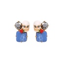 Skeleton Blue Stone And Rose Enamel Earrings