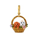 Cute Dog Puppy Flower Basket Enamel Necklace Key Pendant With Chains