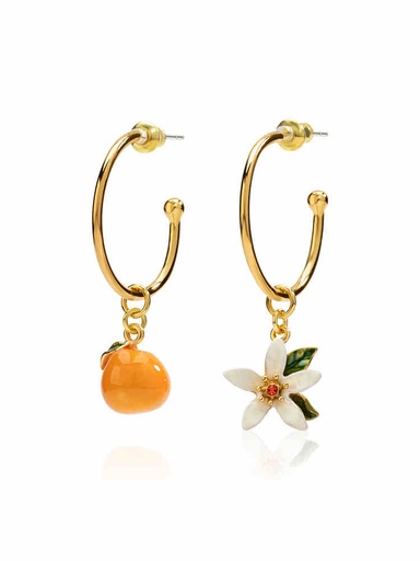 Orange Blossom Flower Enamel Charm Bracelet Jewelry Gift