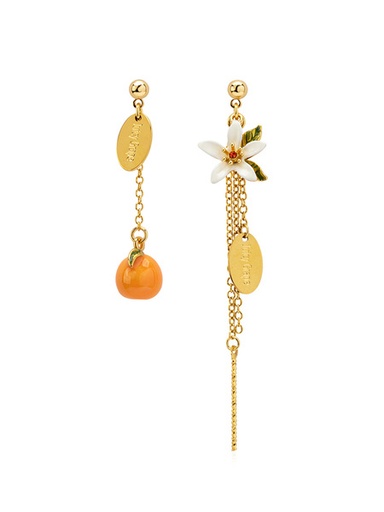 Orange Blossom Flower Enamel Stud Dangle Earrings Jewelry Gift