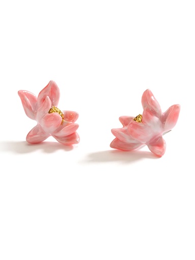 Owl Flower And Stone Enamel Stud Earrings