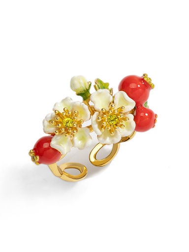 Orange Blossom Flower Enamel Charm Bracelet