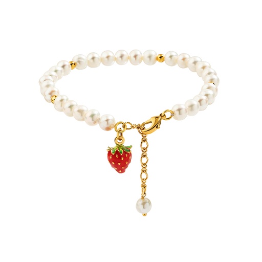 Raspberry Flower And Leaf Enamel Necklace