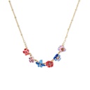 Pansy Red Pink Blue Purple Colorful Flower Enamel Necklace