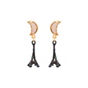 Eiffel Tower Moon Enamel Dangle Earrings Jewelry Gift