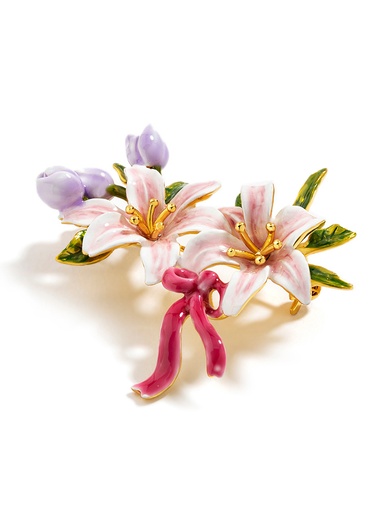 Pink Daisy Flower And Crystal Enamel Pendant Necklace