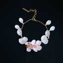 White Pink Cherry Blossom Flower Petal Enamel Thin Bracelet Jewelry Gift
