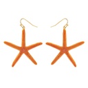 Orange Blue Starfish Enamel Hook Earrings