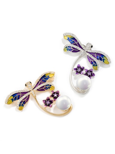 Camellia Black Flower And Crystal Enamel Stud Earrings