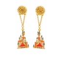 Cute Cartoon Castle Enamel Dangle Stud Earrings