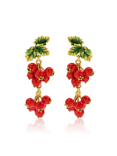 Flower Peony Branch And Crystal Enamel Pedant Necklace