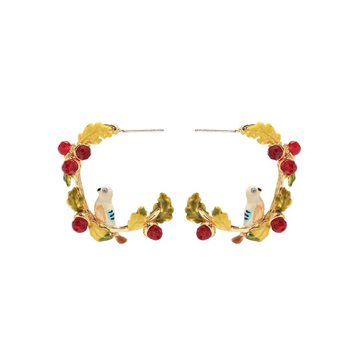 Fruit Strawberry And Crystal Enamel Hook Earrings