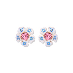 [19040486] Flower And Stone Enamel Pedant Necklace