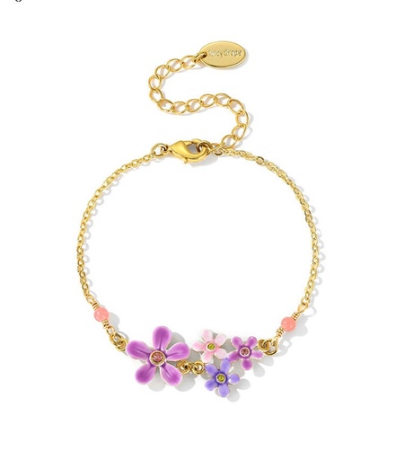 Pansy Pink Purple Flower And Pearl Enamel Earrings