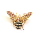 Pink Flower On Bee And Crystal Enamel Brooch Jewelry Gift
